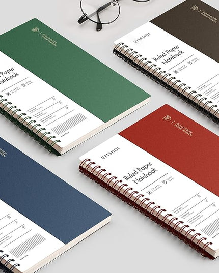 EMSHOI Lined Journal Spiral Notebook 5.7" x 8.22" - 4 Pack 640 Pages 100gsm Thick Paper, A5 Small Notebooks College Ruled, Plastic Hardcover Journals for Writing Women Men Work School Supplies