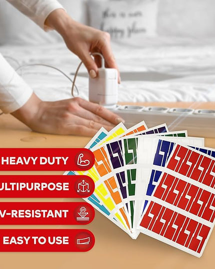 XFasten Cable Labels Tags for Cable Management 240 pcs Waterproof Cord Labels for Electronics 8 Colors Easy to Write On and Smudge-Resistant for Ethernet Cord, Charger, Audio Wires