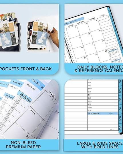 Ensight 2026 Appointment Book and Planner 6.5" x 8.5" Large Hourly Weekly Daily Schedule Book with Tabs, 30 Minute Time Slots, Blue Calendar Organizer Jan 2026–Dec 2026 Appointment Planner - Blue