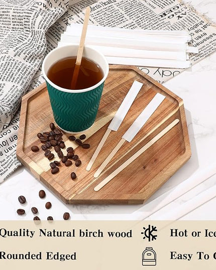2000 Pcs Individually Wrapped Wooden Coffee Stirrers, Disposable Coffee Stir Sticks Round End Sticks Bulk Wood Stirrers for Cocktail Hot Drinks Restaurant Bar Home Office (7.5 Inch)
