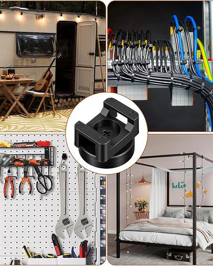20 Pack Magnetic Zip Tie Mount Heavy Duty Magnetic Cable Zip Tie Base, Tie Mounts, Magnetism Wire Clamps, Magnet Zip Ties Holders, Zip Tie Organizer Magnet Wire Management Clips