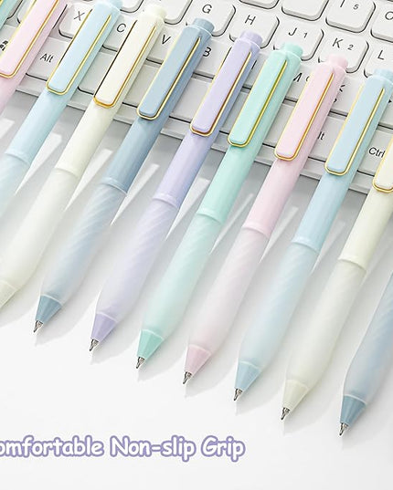 Aisibeiger Gel Pens Black Ink Fine Point 0.5mm Retractable Cute Pen for Smooth Writing School Office Supplies (Gold 12-count)