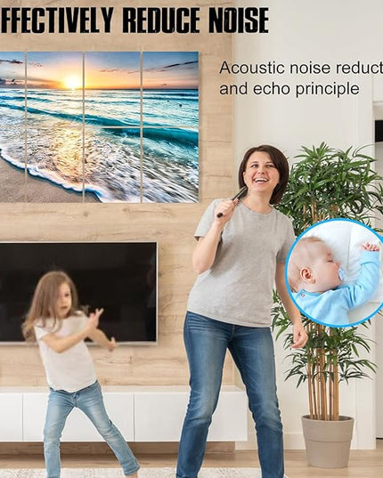YPY Art Acoustic Panels Self Adhesive: Beach Wall Art Sound Proof Panel Decorative Acoustic Panels Acoustical Treatment for Recording Studio 8 Pack 48x32 Inches