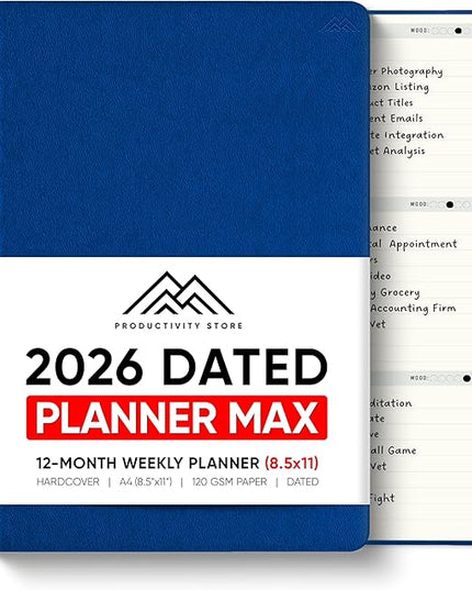 Dated, 2026 Planner, 8.5" x 11" - The #1 Productivity Planner to Achieve Your 2026 Goals - Planner 2026-2027 by PRODUCTIVITY STORE (A4, NAVY)