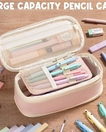 65PCS Aesthetic School Supplies with Cute Pencil Case, Pastel Highlighters Gel Pens Mechanical Pencils Set 0.5 0.7 & 2.0mm, Office Back to School Supplies College Essentials Kit Student Stationary Set