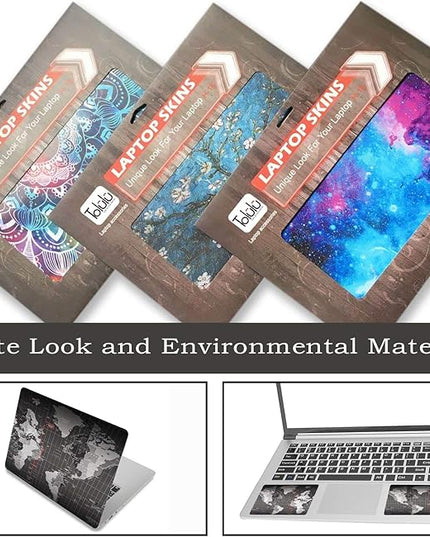 Laptop Skin Sticker Decal,12" 13" 13.3" 14" 15" 15.4" 15.6 inch Laptop Vinyl Skin Sticker Cover Art Protector Notebook PC (2 Wrist Pad Skins Included), Decorative Waterproof Removable,World Map