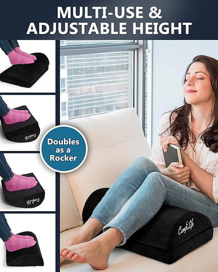 ComfiLife Foot Rest for Under Desk at Work – Adjustable Desk FootRest for Office Chair, Gaming Accessories – Ergonomic Teardrop Design for Back, Hip & Leg Pain Relief – 100% Memory Foam (Black)