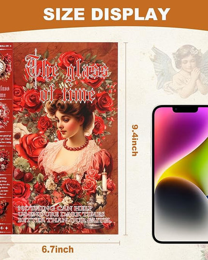 Auguro Vintage Ephemera Sticker 24 Sheets precut 300 washi Stickers Paper Journal Stickers for Adults People Scrapbook Stickers Scrapbooking Supplies