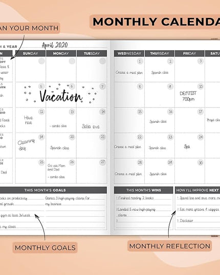 Clever Fox Planner – Undated Weekly & Monthly Planner for Productivity, Time Management & Goals – Organizer Journal – A5 (Pearl)