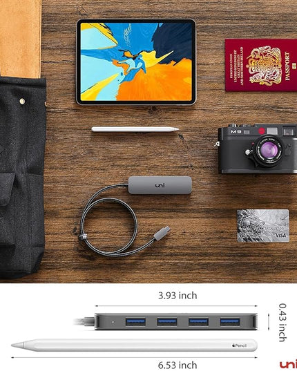 uni USB C to USB Hub 4 Ports, Aluminum USB Type C to USB Adapter with 4 USB 3.0 Ports, Thunderbolt 3 to Multiport USB 3.0 Hub Adapter for MacBook Pro/Air 2020/2019, iPad Pro, Dell, Chromebook and more