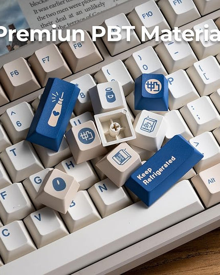 XVX Soy Milk PBT Keycaps 75 Percent, Premiun Creamy Keycap Sets, 147 Keys Cherry Profile Keyboard Keycaps Compatible with 65% 75% 96% 100% Cherry Gateron MX Switches Mechanical Keyboard