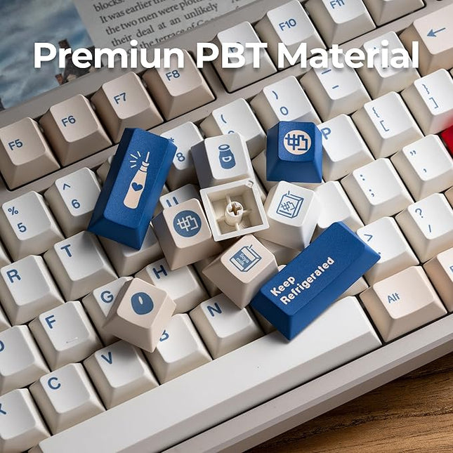 XVX Soy Milk PBT Keycaps 75 Percent, Premiun Creamy Keycap Sets, 147 Keys Cherry Profile Keyboard Keycaps Compatible with 65% 75% 96% 100% Cherry Gateron MX Switches Mechanical Keyboard