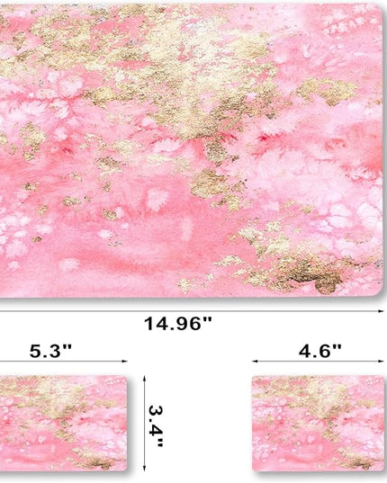 Laptop Skin Sticker Decal,12" 13" 13.3" 14" 15" 15.4" 15.6 inch Laptop Vinyl Skin Sticker Cover Art Protector Notebook PC (2 Wrist Pad Skins Included), Waterproof Removable, Pink Golden Marble