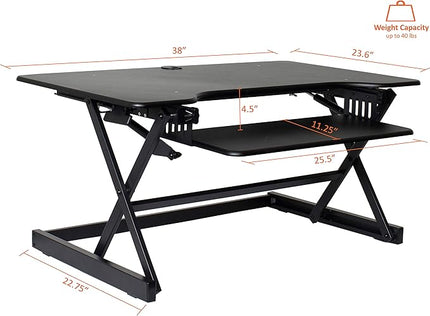 Lorell Deluxe Adjustable Desk Riser, Black, 20" Height x 38" Width x 24" Depth