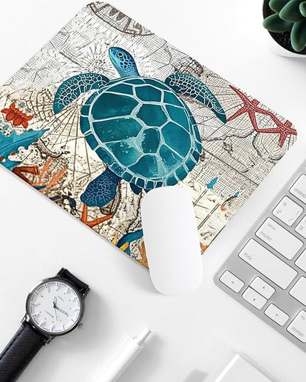 Sea Turtle Square Mouse Pad,Non-Slip Rubber Base Mouse Pad,Home Office Decoration Desktop Accessory,Laptop Mouse Pad for Office Laptops,9.4x7.8x0.12inch 2