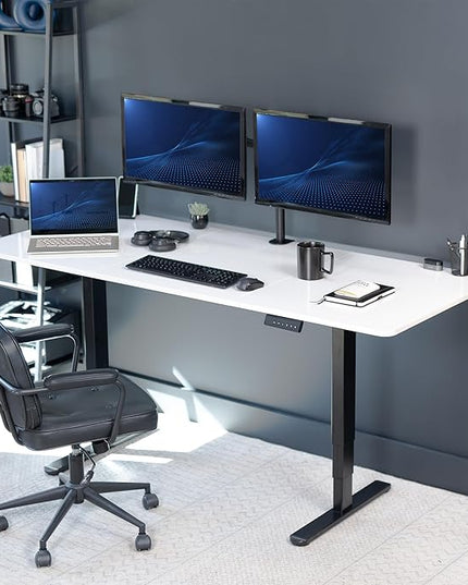 VIVO Electric Dry Erase 71 x 30 in Dual Motor Sit Stand Desk, Memory Height Adjustment, 2B Series, Whiteboard Top Black Frame, DESK-KIT-2B7WE