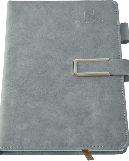 Ruled Journal Notebook, Hardcover Magnetic Clasp Cove, Personal Professional Lined Notebooks, with Pen Loop，Medium 5.7 x 8.3 inches, 120 GSM Thick Paper Gifts Gray