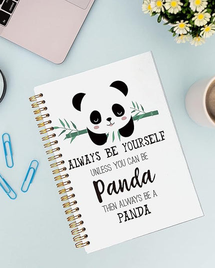 VNWEK Cute Panda Always Be Yourself Unless You Can Be a Spiral Notebook Journal 5.5 x 8.3 inches,Panda Lover Gifts Themed Lined Hardcover Spiral Notebook