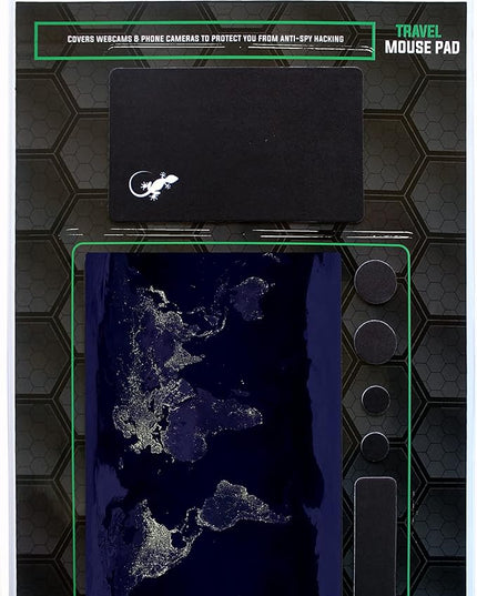 Adhesive Mouse Pad - Peel and Sticks to Any Surface - Travel Mouse Pad, Sticky for Any Surface - Excellent Tracking - Earth Night MAP