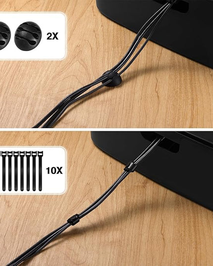 Cable Management Box - Large Cord Organizer Box to Hide Power Strip & Under Desk, TV Computer Wires Cable Organizer Box with Baby Proofs, Desk Cord Organizer for Home/Office - Black