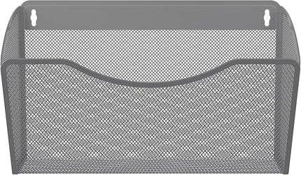 EasyPAG Single Pocket Wall File Organizer, Mesh Hanging File Folder Organizer for Letter/A4 Size Folders, Wall Mounted Vertical Mail Holder for Paperwork, Office, Home, School, Silver
