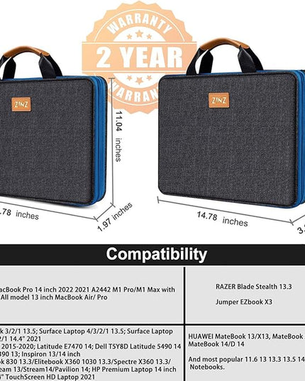 ZINZ Slim Expandable 13 13.3 14 Laptop Case Sleeve Compatible with MacBook Air/Pro 13-14 M1 M2 M3 M4 M5 2021-2023 Pro/Max,13.5 Surface Laptop 4/3,B01K03