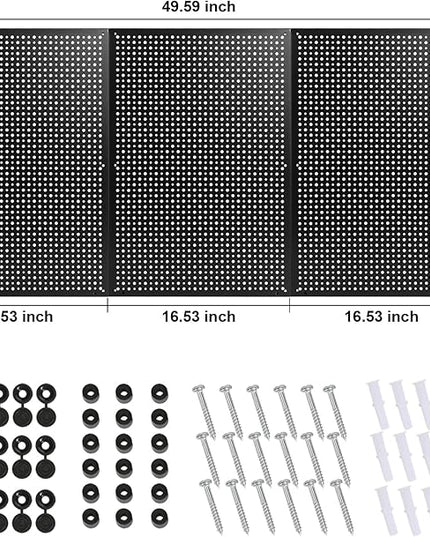 Peg Board,3 Pack 16-Inch X 24-Inch Heavy Duty Metal Peg Board Tool Organization Panels,Ideal for Storage Solutions in Garages, Workbenches, Workshops, Kitchens, and Other Iocations(Black)