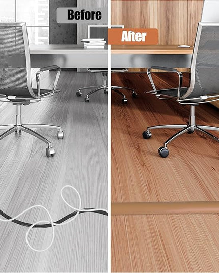 Floor Cord Cover Self Adhesive Cord Hider,3.3FT Cable Management, Extension Strip Protector for Wires, Prevent Cable Trips for Offices, Gyms, Exhibitions Cavity:0.47"(W) x 0.35"(H) Brown