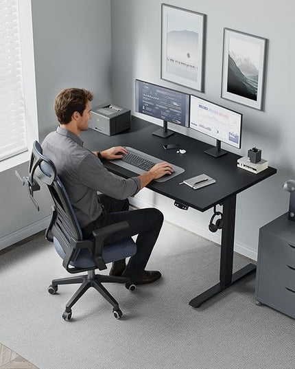 Klicelor 48 Inch Electric Standing Desk, Height Adjustable Office Desk, Sit Stand Up Computer Desk with Memory Preset, Two-Piece Desktop, Black