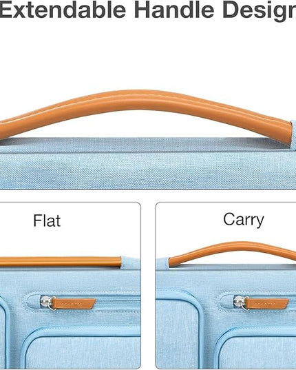 MOSISO 360 Protective Laptop Case 16 inch, 15-15.6 inch Laptop Sleeve Compatible with MacBook Pro 16, HP, Acer, Dell, Lenovo, ASUS, Side Open Carrying Case with 4 Zipper Pockets&Handle, Air Blue