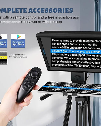 i2/12-inch All-Metal teleprompter, Lift The teleprompter and Remote Control, Using Tempered Optical Glass, Compatible with a Variety of Devices for a Variety of scenarios.