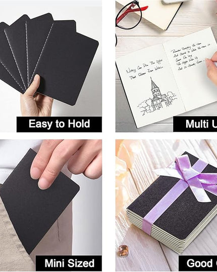 feela 170 Pack Blank Kraft Notebooks, Unlined Sketchbook Mini Cute Note Pad for Drawing Writing, Journal Bulk For Kids Students Office School Supplies, A6, 48 Pages, 4.25” X 5.5”, Black