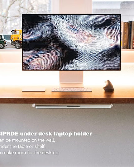 SIPRDE Wall Mount Laptop Holder - Also Available as an Under Desk Laptop Mount, Clear Acrylic, with Adhesive & Screw, for Macbooks, Surface, Keyboards, Switch, Tablets & More