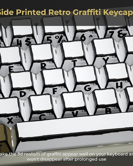 XVX Retro PBT Keycaps, Side Printed Keycap Set Cherry Profile, Dye Sublimation Graffiti Keyboard Keycaps Suitable for 60% 65% 75% 80% 100% MX Switches Mechanical Keyboard