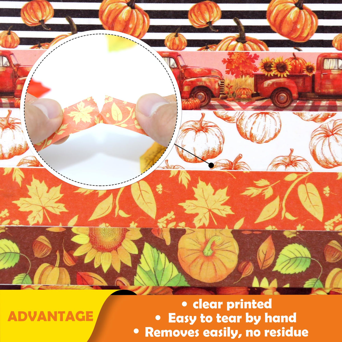 NIKOMIE Fall Washi Tape Set,12 Rolls Autumn Leaves Decorative Tape Pumpkin Maple Leaves Gnome Sunflower Thanksgiving Masking Tape for Journaling Supplies, Junk Journal, Scrapbooking, DIY Arts & Crafts