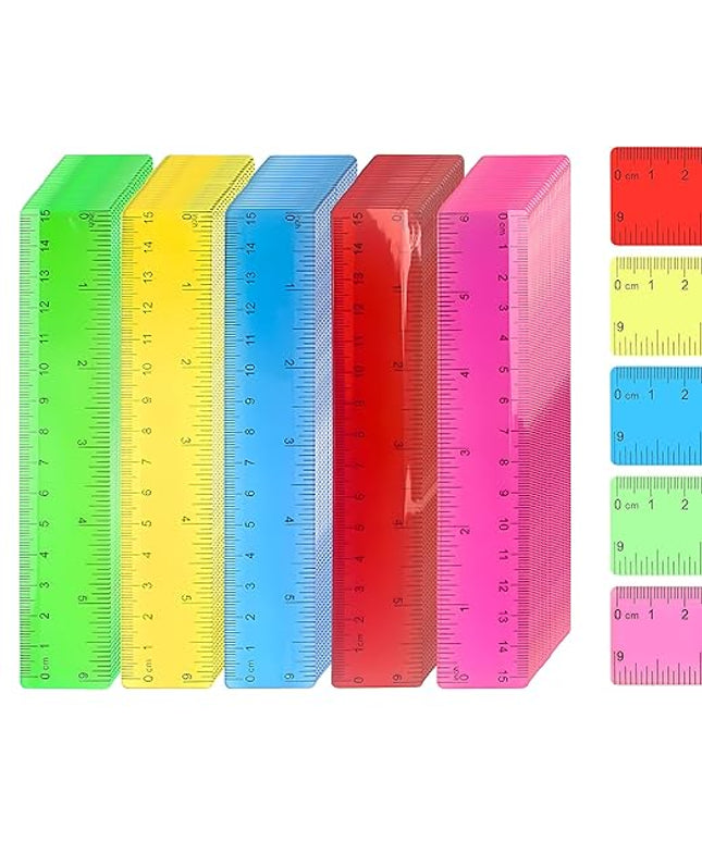 50Pcs 6 Inch Rulers with Inches and Centimeters in Bulk，Plastic Ruler in Assorted Colors, Clear Ruler, Transparent Rulers Bulk for Students Back to School Office Supplies(50Pcs)