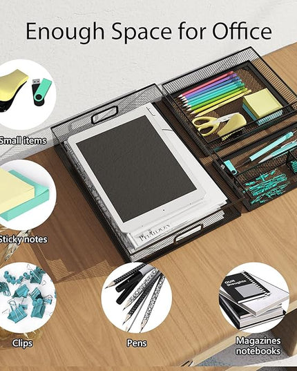 Desk Drawer Organizer Set, 3 Pcs Metal Mesh Office Drawer Organizers, Paper Organizer Letter Tray for Desk, Junk Drawer Organizer for Office, Kitchen, Makeup, Vanity