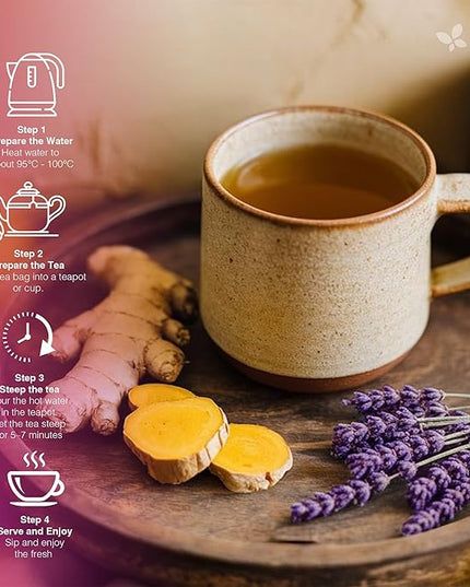 FreshDrinkUS, Premium Herbal Wellness Tea Bags | 75 Count | Blend of Sencha, Ginger, Fennel, Dandelion, Tulsi, Turmeric, Peppermint, Lavender, Lemongrass & Stevia – Herbal Tea. Vegan