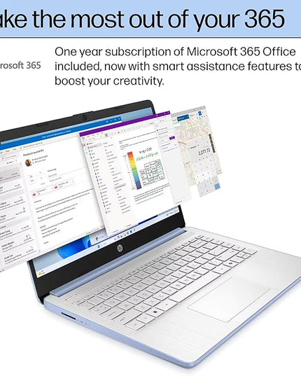 HP 14 Laptop Student Business 2025 Flagship Computer, AI Copilot, 4-Core 13th Gen Intel CPU, 16GB RAM 628GB Storage (128GB UFS+ 500GB Ext), 1-Yr Office 365, Long Battery HubxcelAccessory Win 11S Blue