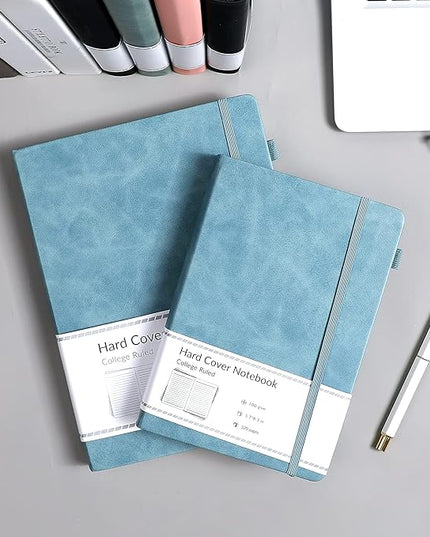 CAGIE Lined Journal Notebook, 320 Pages College Ruled Notebook, 100 Gsm Paper Thick Journal, A5 Hardcover Leather Journals for Writing Women Men, 5.7x8.3 In, Blue
