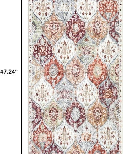 Lahome Washable Entryway Rug, 2x4 Kitchen Rugs for Entryway Bathroom, Non-Slip Indoor Door Mat Ultra-Thin, Small Oriental Throw Carpet for Bedroom Entry, Orange/Terracotta
