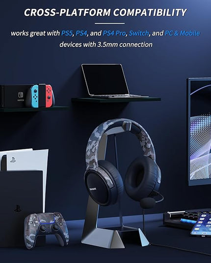 BINNUNE Gaming Headset with Mic for PS4 PS5 Xbox Series X|S Xbox 1 PC NS, Wired Gaming Headphones with Microphone for PS 4|5 Xbox1