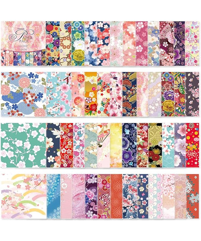 Origami Paper Kit 50 Sheets 70GSM 6 Inch Square Double Sided Color 50 Vivid Japanese Washi Chiyo Colors for Hand Crafts Origami Paper Arts Creativity.Japanese Sakuras