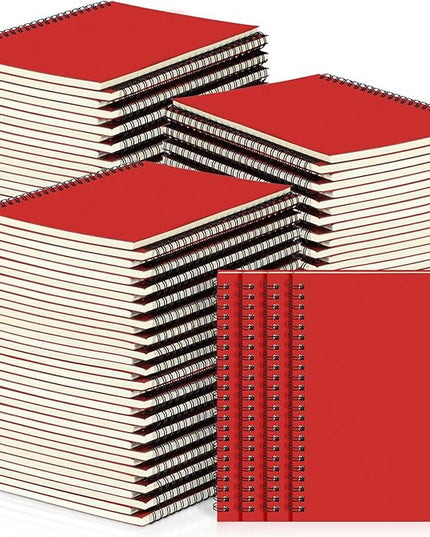 Yahenda Spiral Notebook Bulk A5 Journal Lined 8.3'' x 5.5'' Writing Composition Paper Small Notepad Subject Notebook for Students Office Business Back to School Supplies(Red,54 Pcs)
