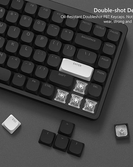 Womier Low Profile Keycaps for Mechanical Keyboard, Black Shine Through Keycaps, PBT Keyboard Key caps 60% 65% 75% 96% 100% for Cherry Gateron MX Switches, Black Backlight