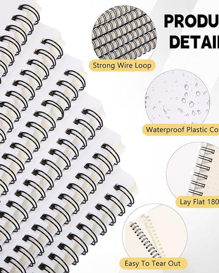 6 Pcs Spiral Notebooks Graph Paper & Bullet Dotted Paper A5 Journal Notepads, 5.7" x 8.3", 160 Pages, 80 Gsm Thick Paper, Plastic Cover Hardcover Waterproof(Dotted Paper)