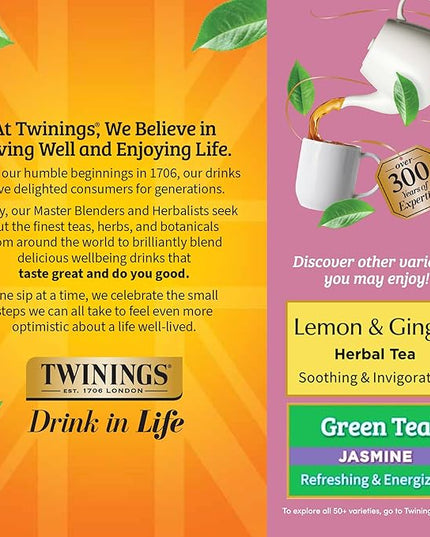 Twinings Pomegranate & Raspberry Herbal Tea Individually Wrapped Bags, 100 Count (Pack of 1), Naturally Caffeine-Free, Enjoy Hot or Iced, 100 Teabags