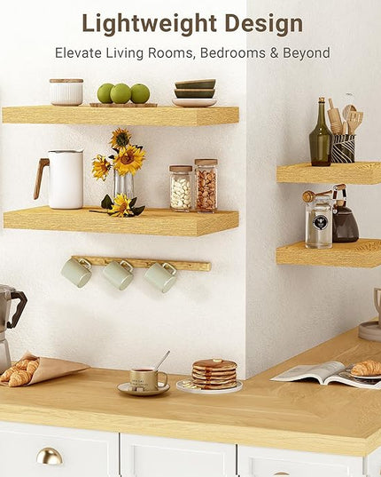 Vivelove 10" Deep Floating Shelves Over Toilet, 10.2" Wall Shelves for Bathroom Bedroom Kitchen Living Room Laundry Room, Modern Rustic Shelves for Home Decor, 10.2"x10.2"x1.5", Set of 2, Oak