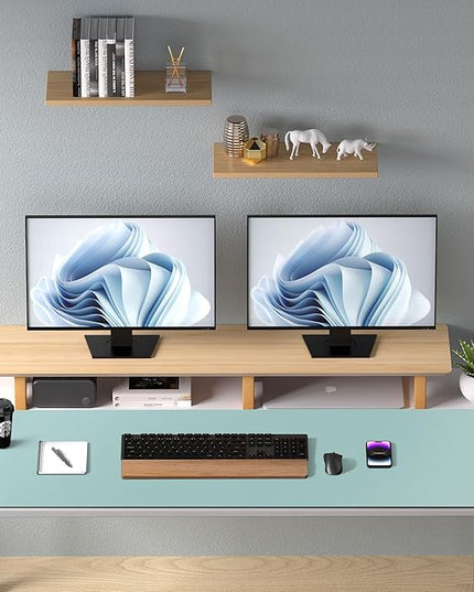 Aothia Leather Desk Pad Protector, Mouse Pad, Office Desk Mat, Non-Slip PU Leather Desk Blotter, Laptop Desk Pad, Waterproof Desk Writing Pad for Office and Home (48"x17", Light Blue)
