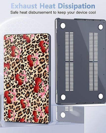 May Chen Case for MacBook Pro 14 inch, Models A2442 A2779 A2918 A2992 A3401 A3185 A3112 A3434, M1 M2 M3 M4 M5 Chip (2021-2025 Release), Plastic Hard Shell Case with Keyboard Cover, Cherry and Cheetah